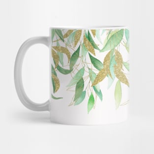 Eucalyptus watercolor Greenery Leaves With Gold Foil Mug